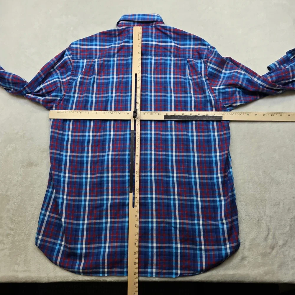 Paul & Shark Yachting Shirt Mens 42 Large Blue Red Plaid Long‎ Sleeve Italy Made